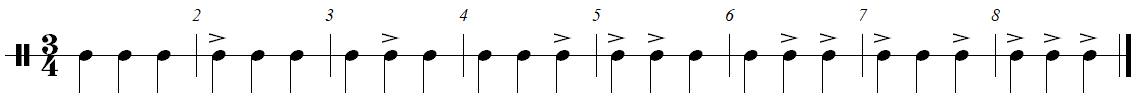 그룹 3 악센트가 있는 리듬 비트 패턴